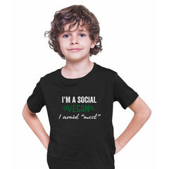 I am social Vegan Funny T-Shirt Novelty Joke Tee Rude Gift Him Dad Birthday Slogan T-shirt for Kids - Kuzi Tees