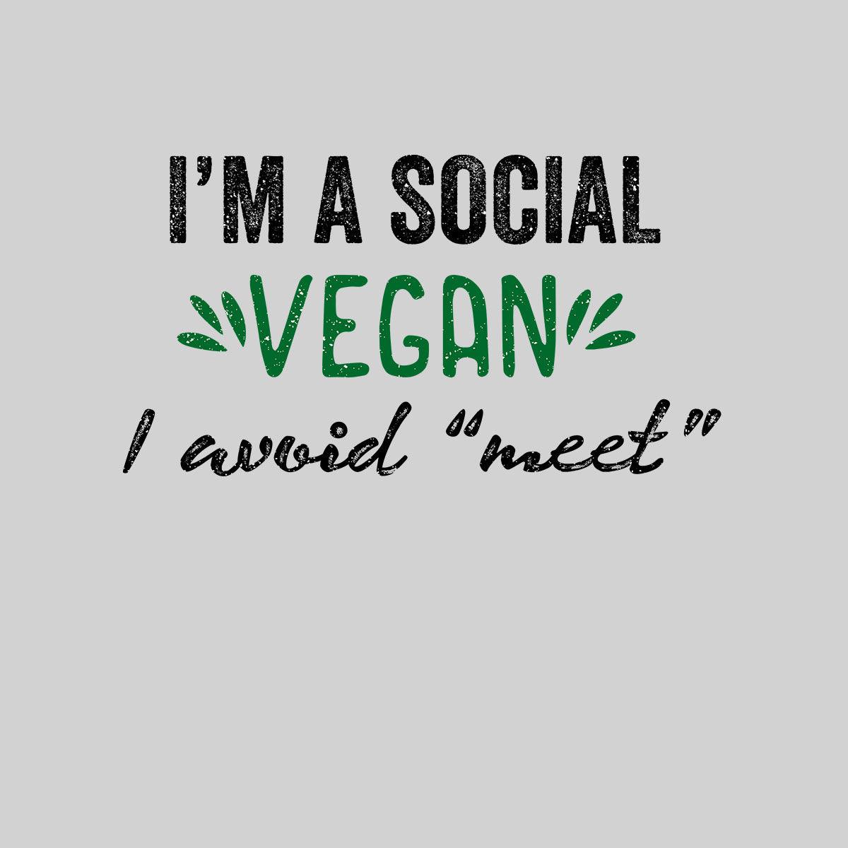 I am social Vegan Mens Funny T-Shirt Novelty Joke T-Shirt Rude Gift Him Dad Birthday Slogan Unisex T-Shirt - Kuzi Tees