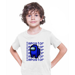 Impostor Among Us Gamer Kids T-shirt Xmas Funny Dark Blue Viral Game Retro Tee - Kuzi Tees