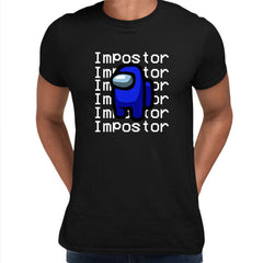 Impostor Among Us Gamer Male Tee Xmas Funny Dark Blue Viral Game Retro Unisex T-shirt - Kuzi Tees