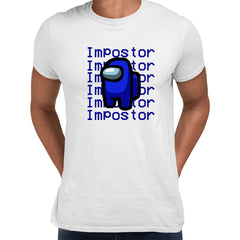 Impostor Among Us Gamer Male Tee Xmas Funny Dark Blue Viral Game Retro Unisex T-shirt - Kuzi Tees