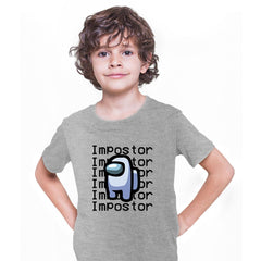 Impostor Among Us Gamer Kids T-shirt Xmas Funny Grey Viral Game Retro Tee - Kuzi Tees