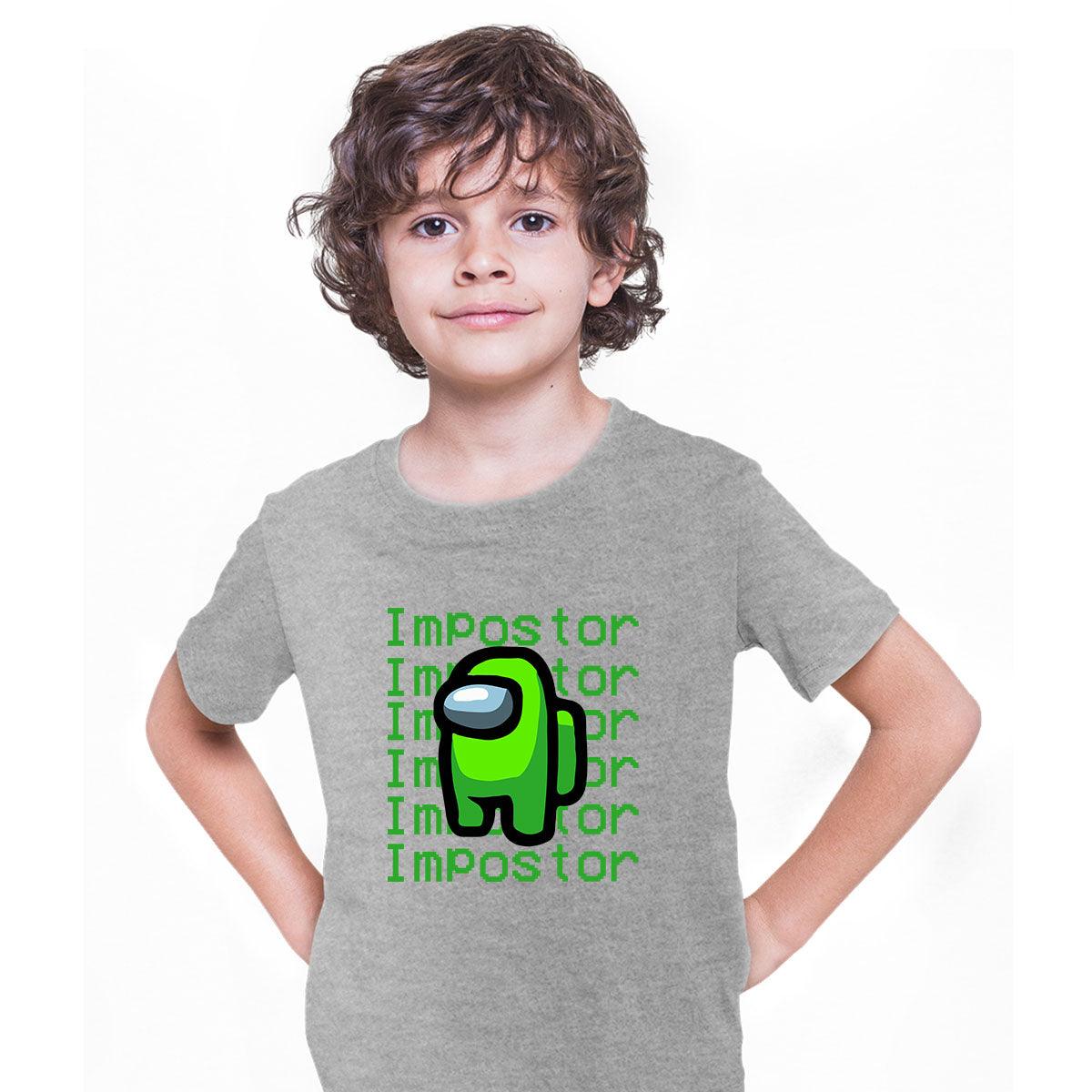 Impostor Among Us Gamer Kids T-shirt Xmas Funny Light Green Viral Game Retro Tee - Kuzi Tees
