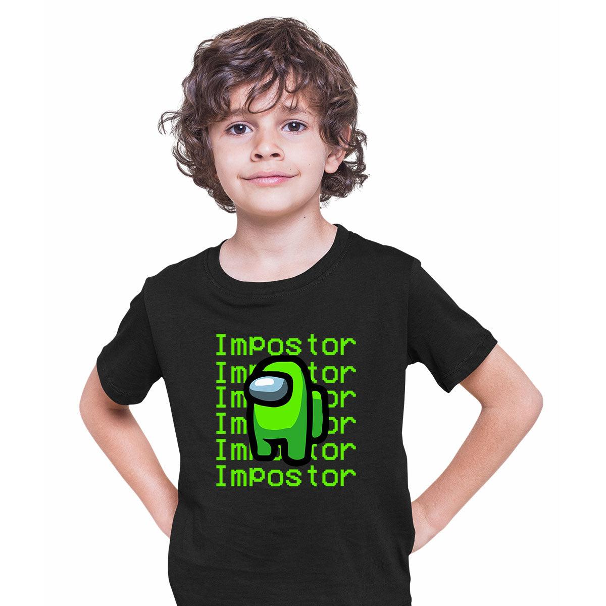 Impostor Among Us Gamer Kids T-shirt Xmas Funny Light Green Viral Game Retro Tee - Kuzi Tees