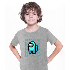 Impostor Among Us Gamer Kids T-shirt Xmas Funny Light Blue Viral Game Retro Tee - Kuzi Tees