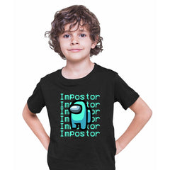 Impostor Among Us Gamer Kids T-shirt Xmas Funny Light Blue Viral Game Retro Tee - Kuzi Tees