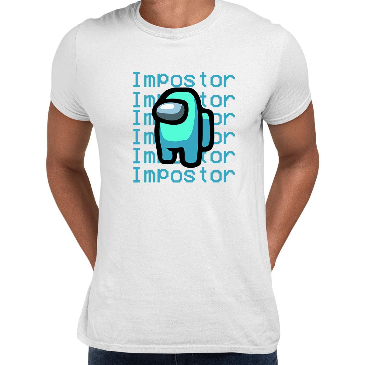Impostor Among Us Gamer Male Tee Xmas Funny Light Blue Viral Game Retro Unisex T-Shirt - Kuzi Tees