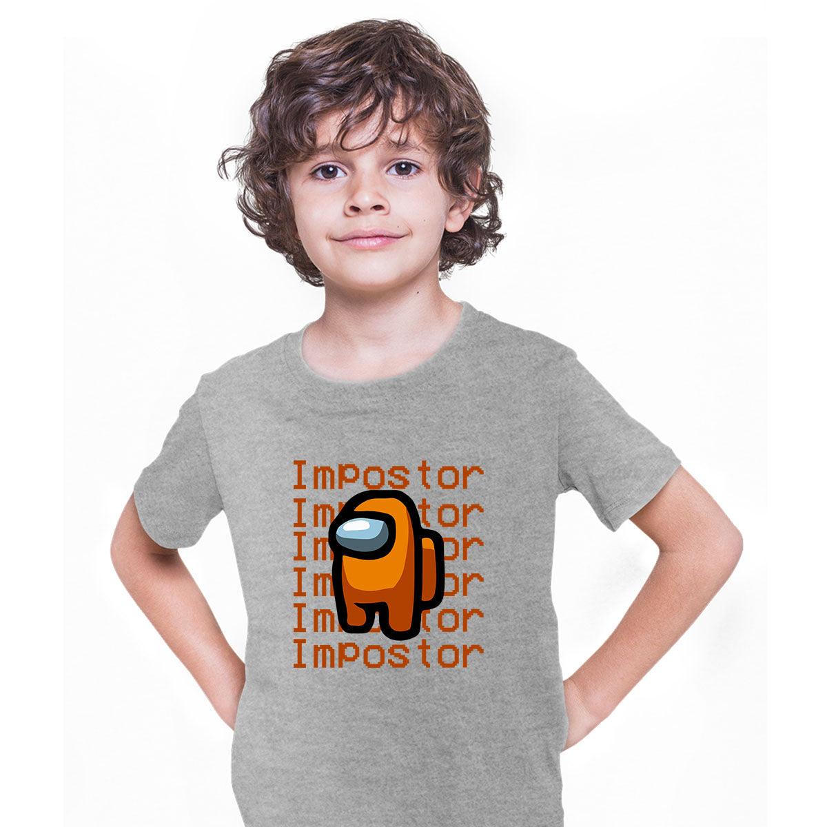 Impostor Among Us Gamer Kids T-shirt Xmas Funny Orange Viral Game Retro Tee - Kuzi Tees