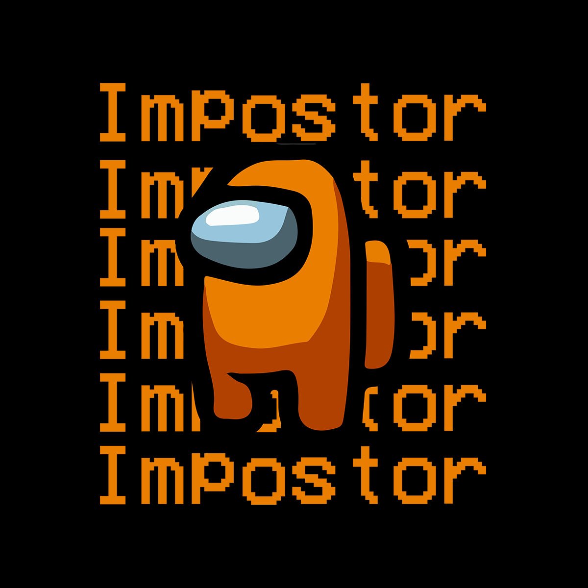 Orange Impostor Among Us Gamer Retro Black L Unisex T-Shirt - Discounted - Kuzi Tees