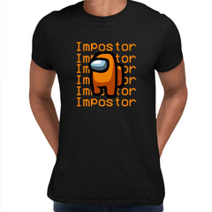 Orange Impostor Among Us Gamer Retro Black L Unisex T-Shirt - Discounted - Kuzi Tees