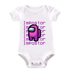 Impostor Among Us Gamer Xmas Funny Purple Pink Viral Game Retro Baby & Toddler Body Suit - Kuzi Tees