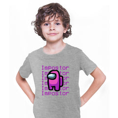 Impostor Among Us Gamer Kids T-shirt Xmas Funny Purple Pink Viral Game Retro Tee - Kuzi Tees
