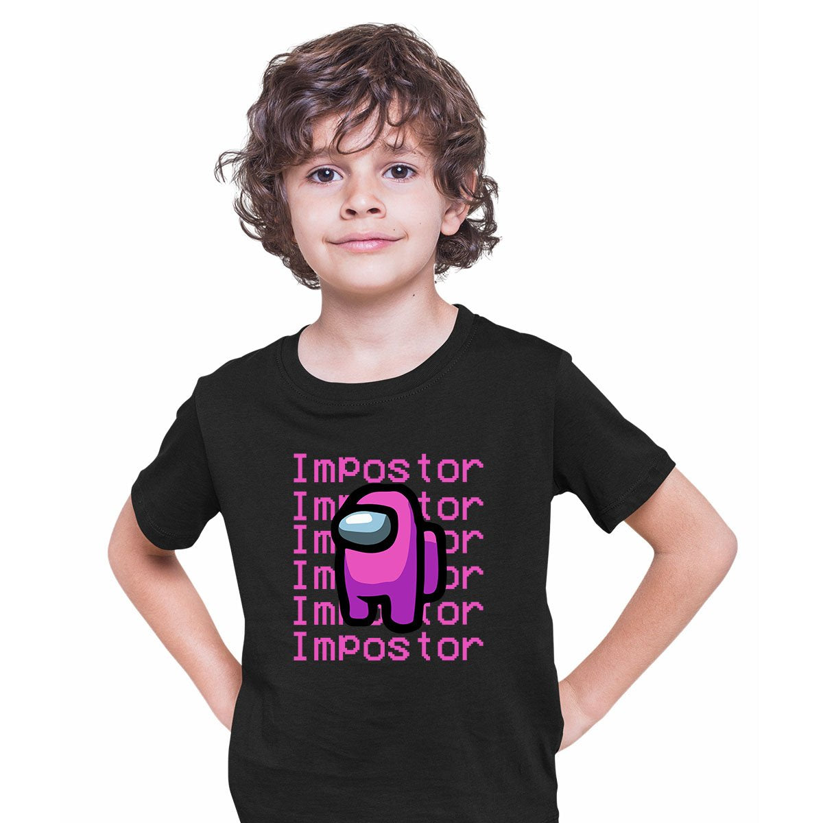 Pink Impostor Kids Black T-shirt 5-6 years - Discounted - Kuzi Tees