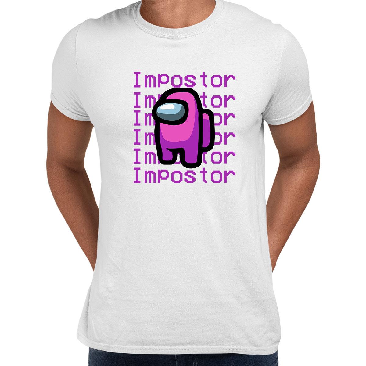 Impostor Among Us Gamer Male Tee Xmas Funny Purple Pink Viral Game Retro Unisex T-Shirt - Kuzi Tees
