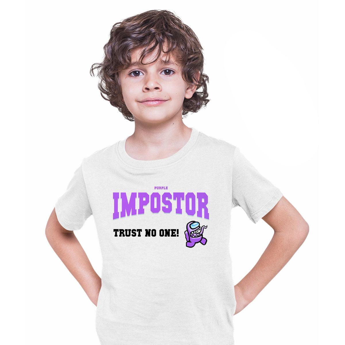 Among Us Tee Trust No One! Impostor Short Sleeved Black Purple T-shirt for Kids - Kuzi Tees