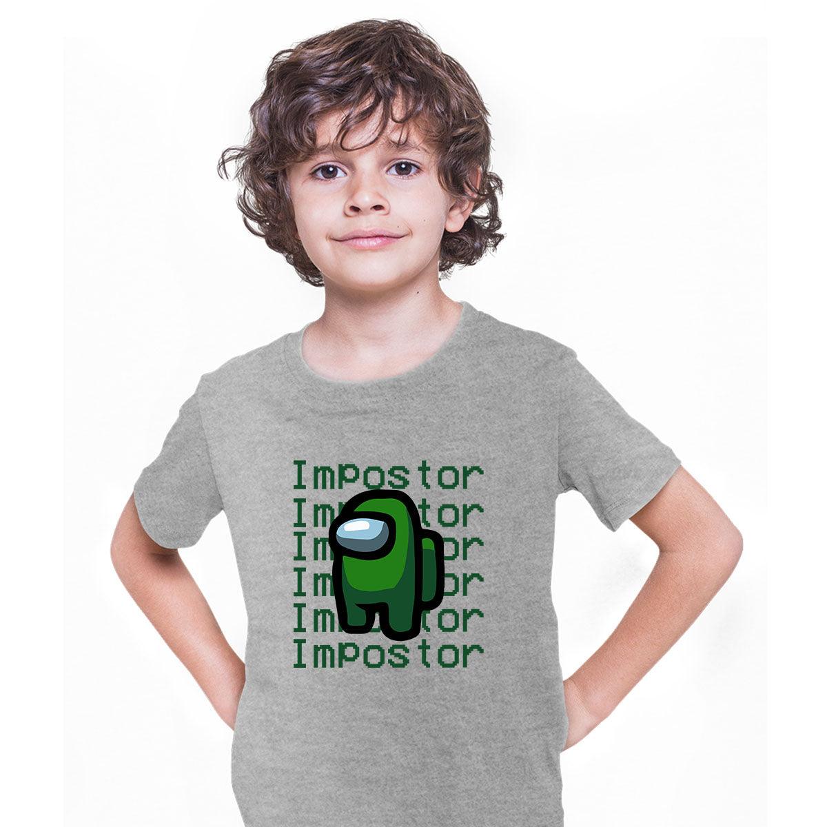 Impostor Among Us Gamer Kids T-shirt Xmas Funny Dark Green Viral Game Retro Tee - Kuzi Tees