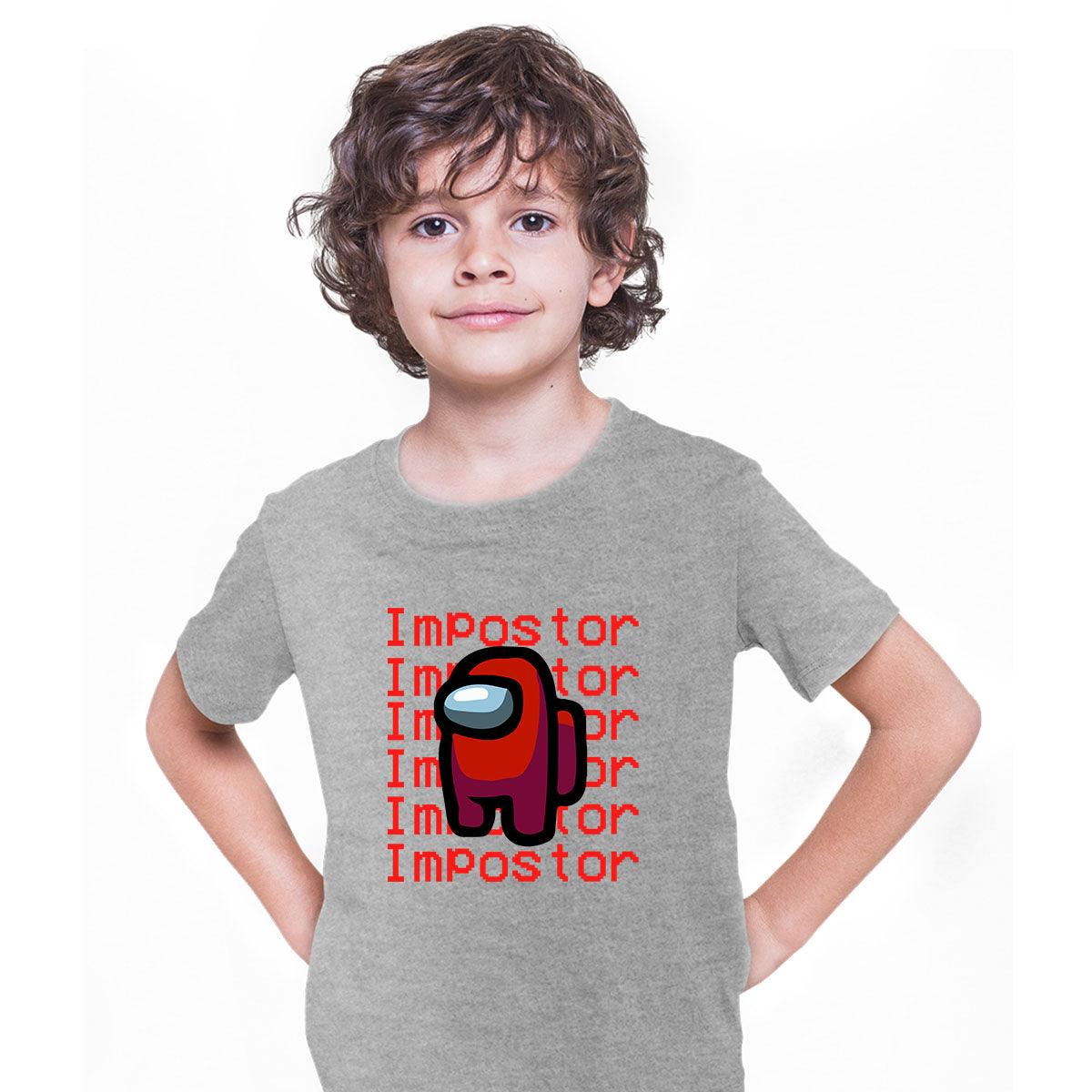 Impostor Among Us Gamer Kids T-shirt Xmas Funny Red Viral Game Retro Tee - Kuzi Tees