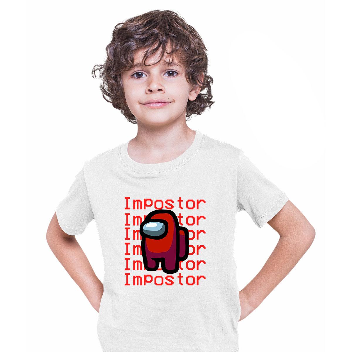 Impostor Among Us Gamer Kids T-shirt Xmas Funny Red Viral Game Retro Tee - Kuzi Tees