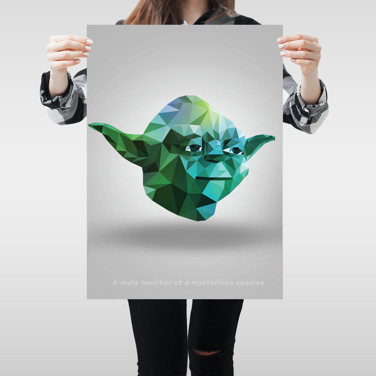 Low Poly Yoda Jedi Art Print Original Wall Unique Star Wars A2 Graphic Design - Kuzi Tees