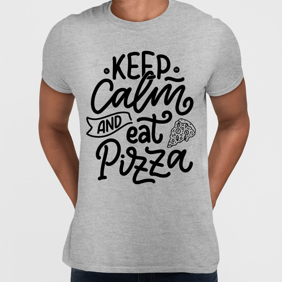 Keep Calm and Eat Pizza T-shirt Funny Typography T-shirt For Him & Her - Kuzi Tees