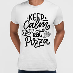 Keep Calm and Eat Pizza T-shirt Funny Typography T-shirt For Him & Her - Kuzi Tees