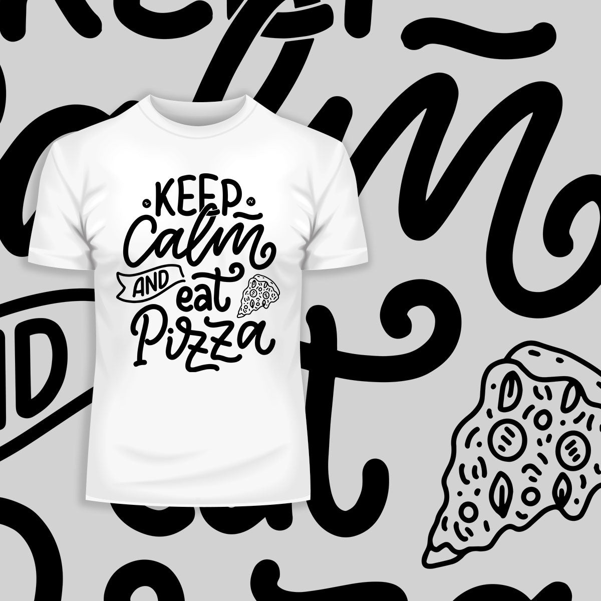 Keep Calm and Eat Pizza T-shirt Funny Typography T-shirt For Him & Her - Kuzi Tees