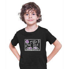 DJ 1988 Talking Heads Abstract Pop Art Heart Kids Black T-shirt 3-4 years - Discounted - Kuzi Tees