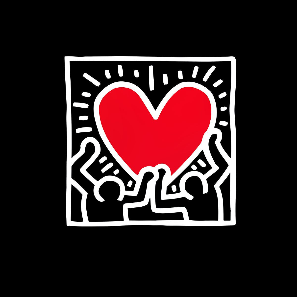 Love Music Talking Heads Abstract Pop Art Heart Black XL Unisex T-Shirt - Discounted - Kuzi Tees