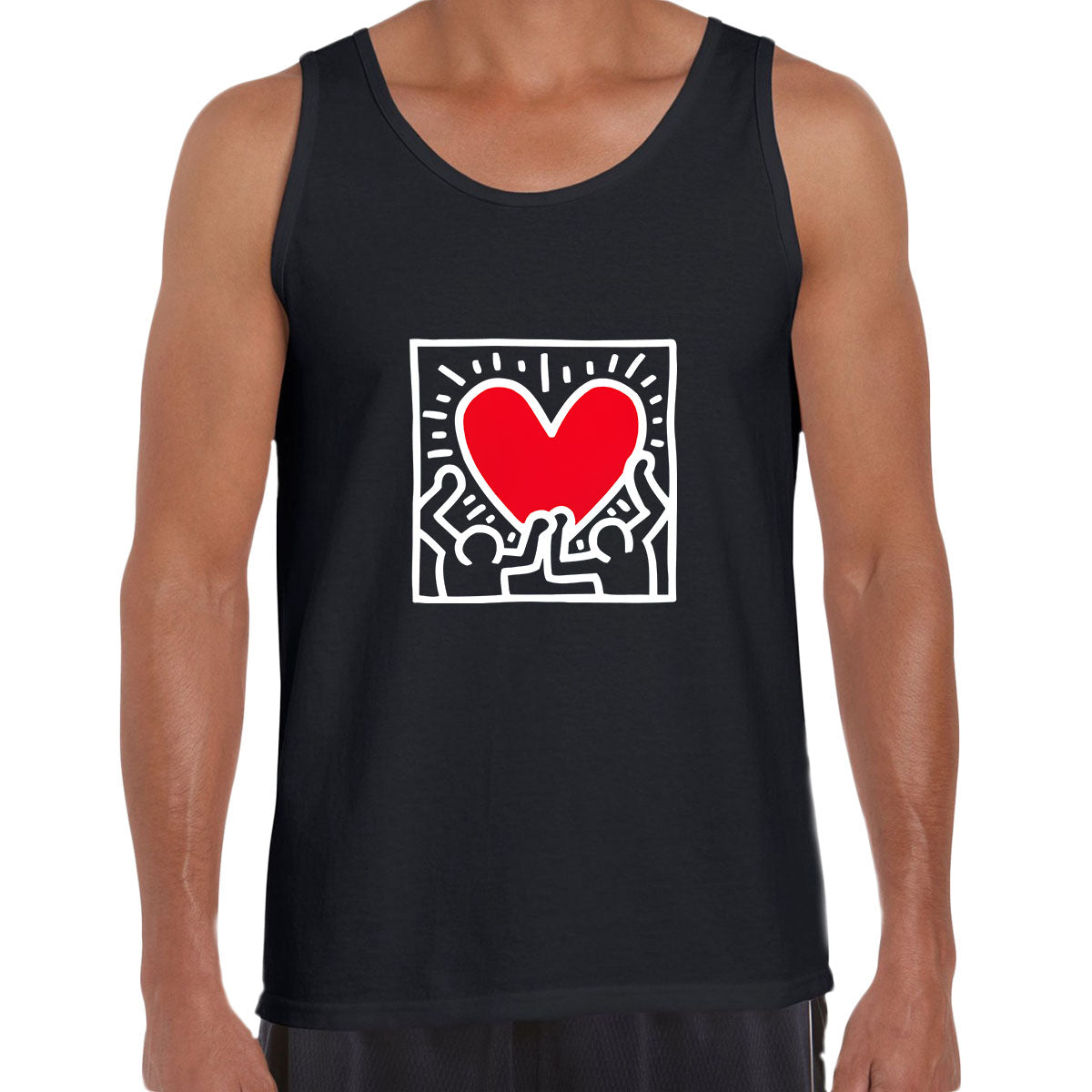 Love Music Talking Heads Abstract Pop Art Heart Unisex Tank Top - Kuzi Tees