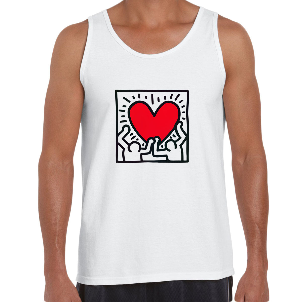 Love Music Talking Heads Abstract Pop Art Heart Unisex Tank Top - Kuzi Tees