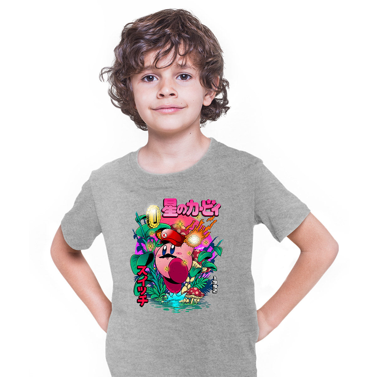 Kirby's Dream Land Kids Grey T-shirt