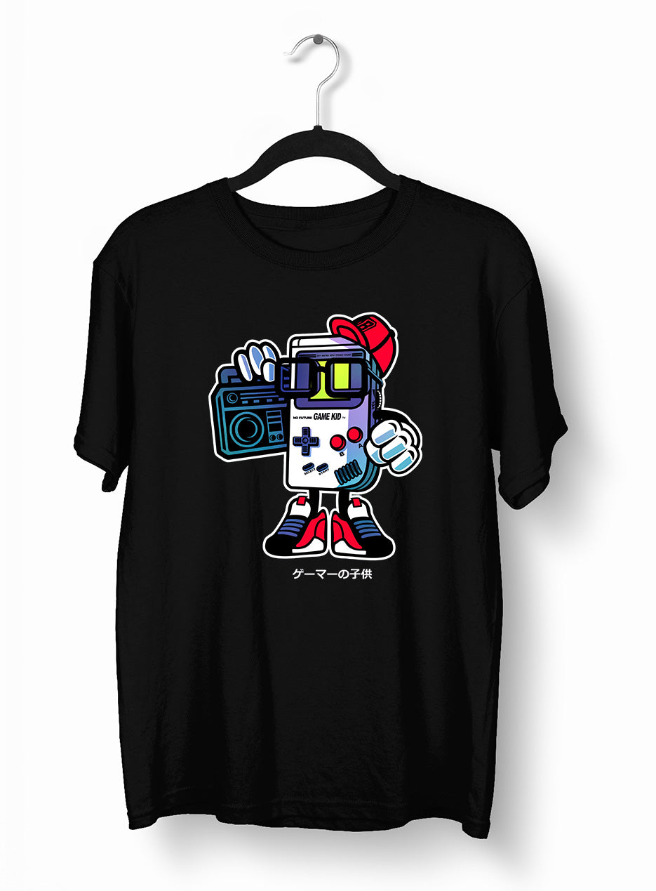 Old School Nintendo Game Kid T-Shirt Nostalgia 80's Shirt White Black & Grey Tee - Kuzi Tees