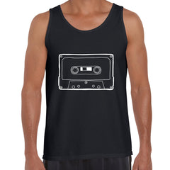 Minimal Cassette Tape Recording Black and White Tank Top - Kuzi Tees