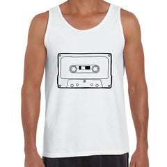 Minimal Cassette Tape Recording Black and White Tank Top - Kuzi Tees