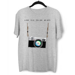 Camera T-Shirt Old Fashion Nostalgia Photographer White and Grey Tee - Kuzi Tees