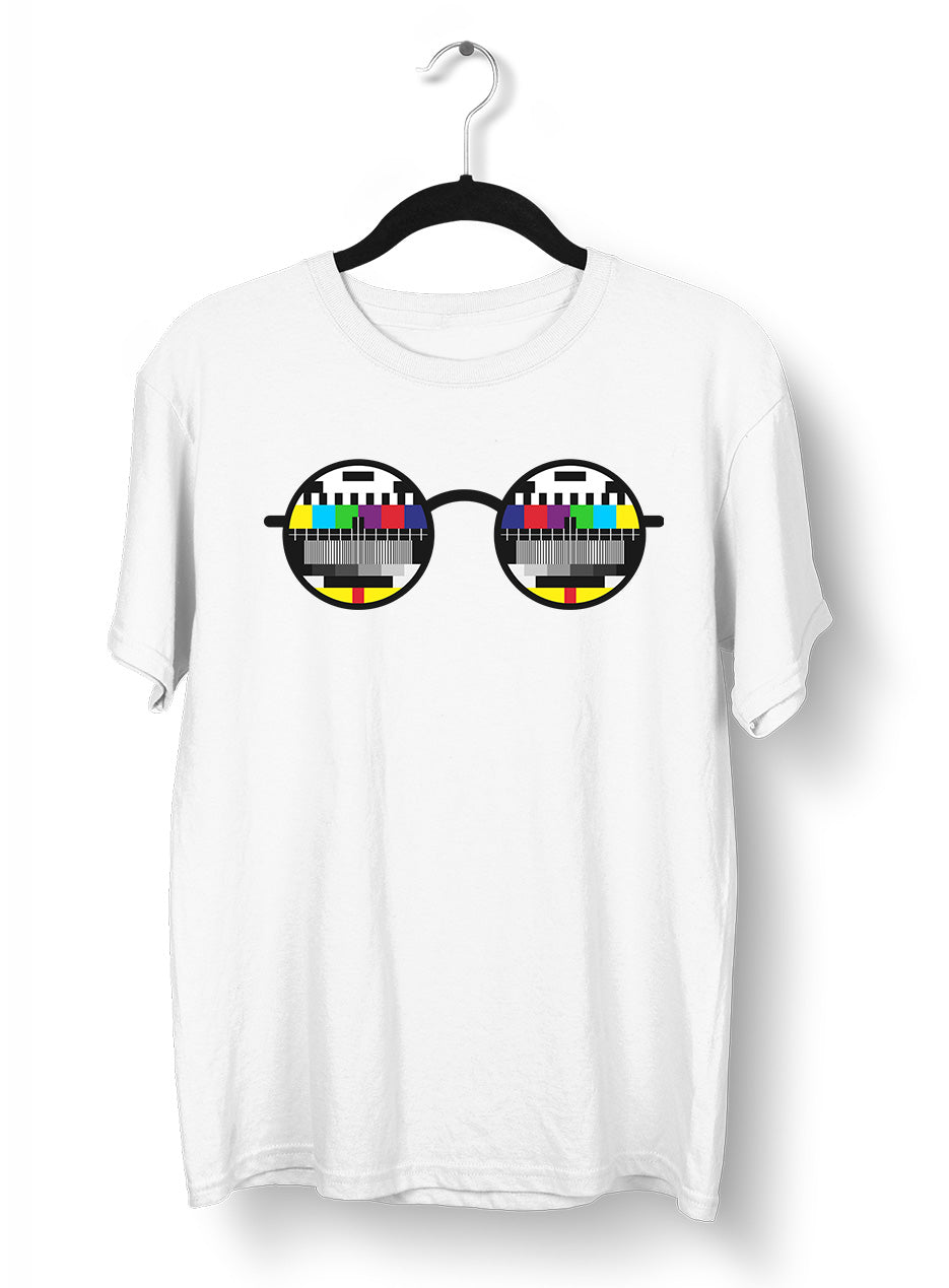 Old fashioned Nostalgia TV Test Pattern inside the Glasses Minimal Art T-shirt - Kuzi Tees