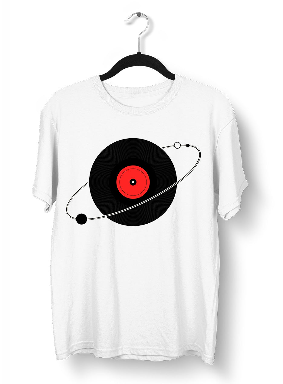 Old Fashioned Nostalgia Vinyl Record with The Planets Minimal Art T-shirt - Kuzi Tees