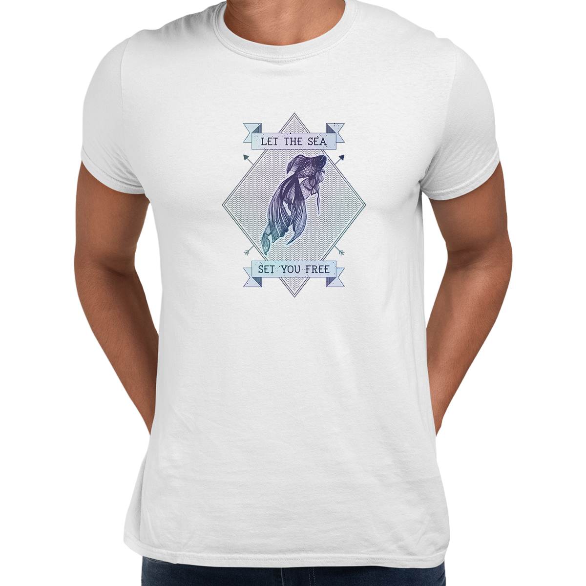 Let the sea set you free Fish Ocean Scuba Diving Sailor Unisex T-shirt - Kuzi Tees