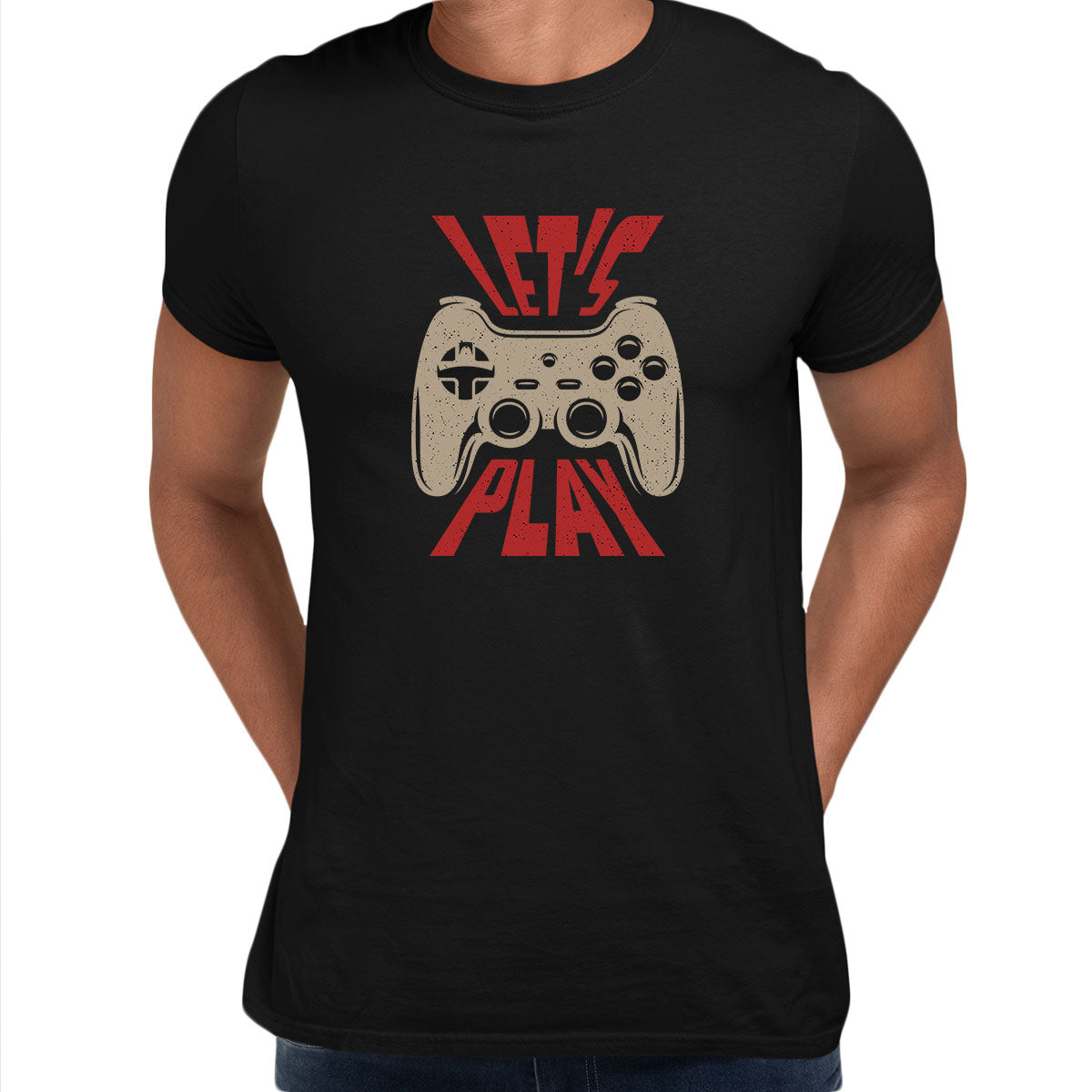 Mens Gaming T-Shirt Old School Gamer Retro Video Game Let's Play Unisex T-Shirt - Kuzi Tees