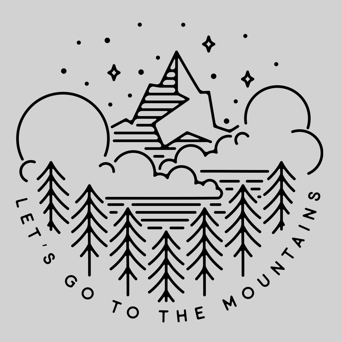 Lets go to the mountains T-shirt - Unique Forest Mountain Minimal Illustration - Kuzi Tees