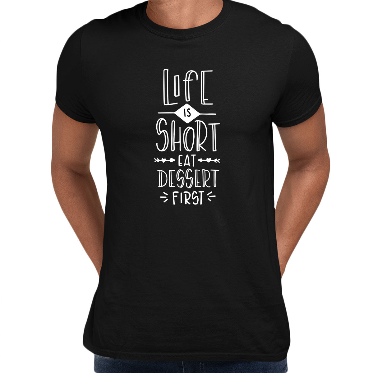 Life is short eat desert Mens Funny T-Shirt Novelty Joke T-Shirt Rude Gift Him Dad Birthday Slogan Unisex T-Shirt - Kuzi Tees