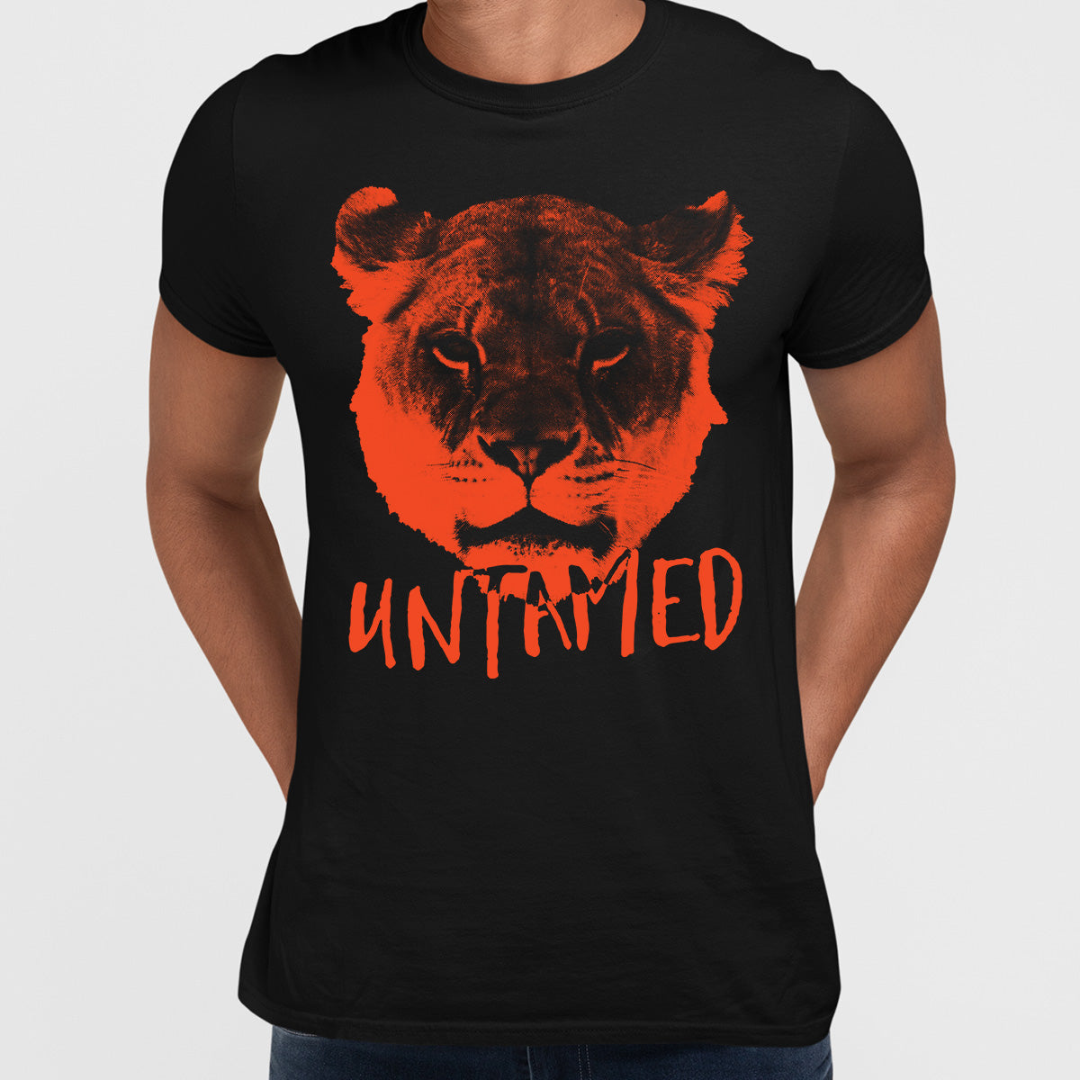 Rock On Lion - Halftone Animal Untamed T-Shirt - Kuzi Tees