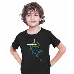 Luiggi One line drawing Mario Super Black T-Shirts for Kids 