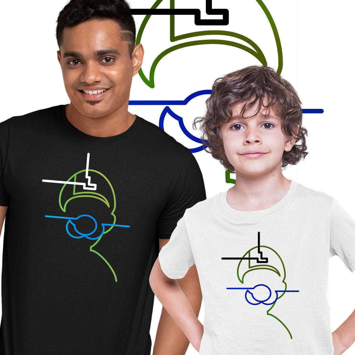 Luiggi One line drawing Mario Super T-Shirts for Kids 
