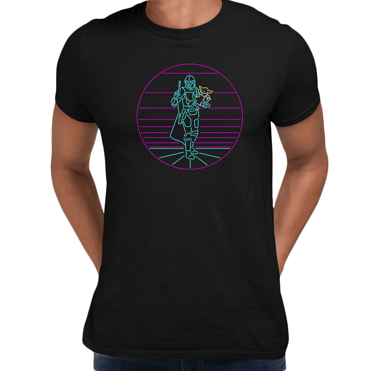 Mando & Grogu Neon line desigh Star wars Unisex T-Shirt - Kuzi Tees