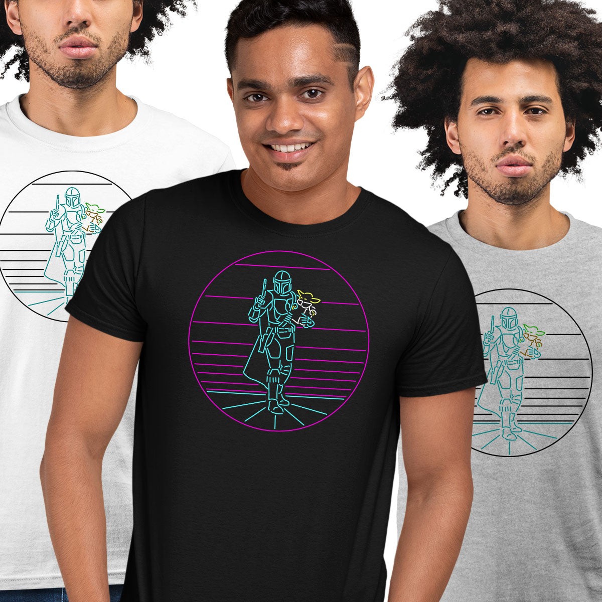 Mando & Grogu Neon line desigh Star wars Unisex T-Shirt - Kuzi Tees