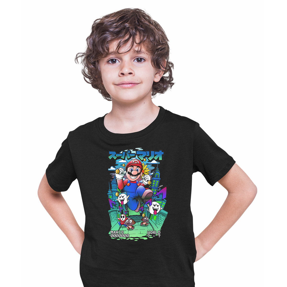Super Mario Run Nostalgia Gaming Kids Black T-shirt