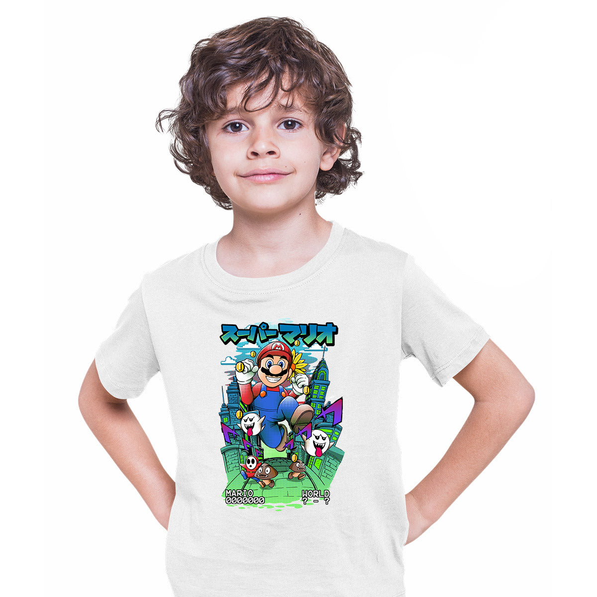 Super Mario Run Nostalgia Gaming Kids White T-shirt