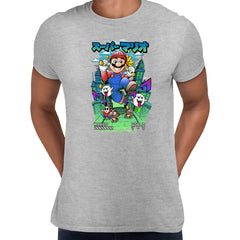 Super Mario Bros Run Nostalgia Gaming Grey T-shirt