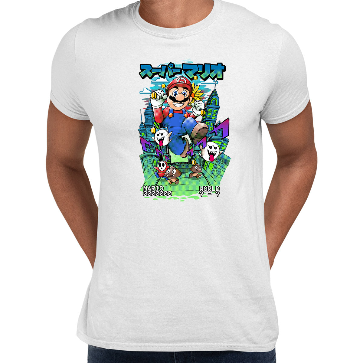 Super Mario Bros Run Nostalgia Gaming White T-shirt